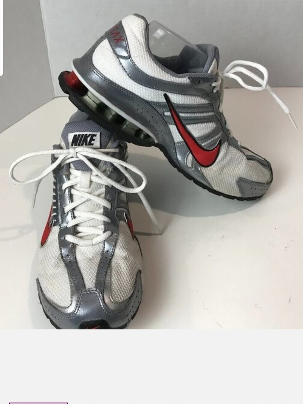 Nike Women/unisex White & Gray Air Max Running Shoes with Red Swoosh